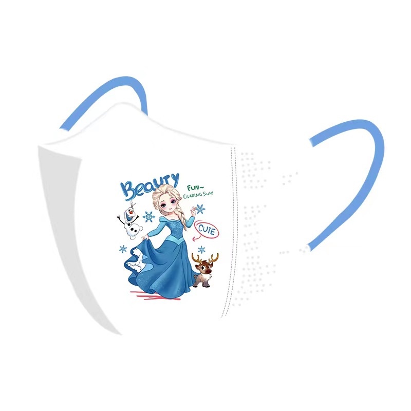Khẩu Trang Ba Lớp Hình Công Chúa Elsa 3D Dễ Thương Dành Cho Trẻ Em Và Người Lớn