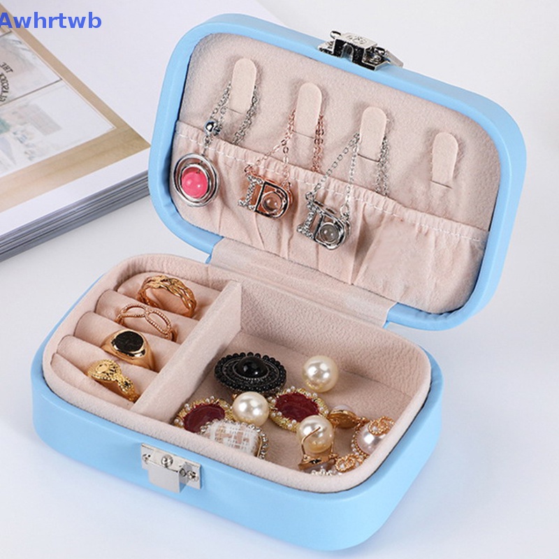 Hộp Đựng Trang Sức Bằng Da PU Hai Tầng Màu Kẹo Ngọt Mới