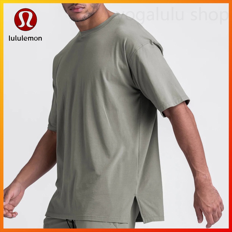 Lululemon Áo Thun Cotton Cổ Tròn Tay Ngắn Dáng Rộng Xẻ Tà Kiểu Châu Âu Thời Trang Cho Nam TX222