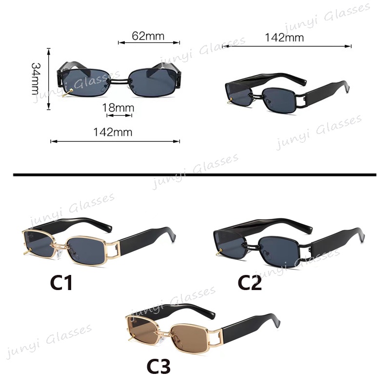 Kính Mát Gọng Vuông Nhỏ Bằng Kim Loại Chống Tia Cực Tím Phong Cách Đường Phố Thời Trang Cho Nam Và Nữ