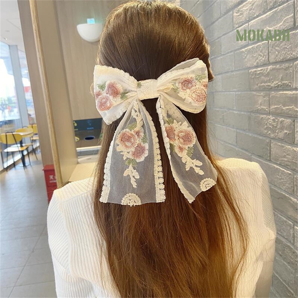 Kẹp Tóc Hình Nơ Bằng Ren Chống Mòn Dành Cho Nữ