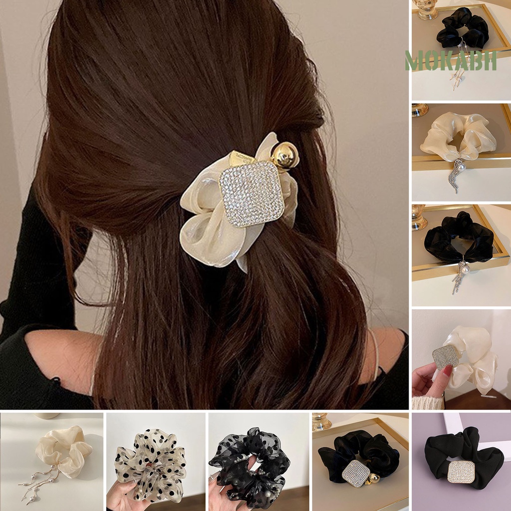 Dây Cột Tóc Co Giãn Đính Ngọc Trai Nhân Tạo Thời Trang Dành Cho Nữ