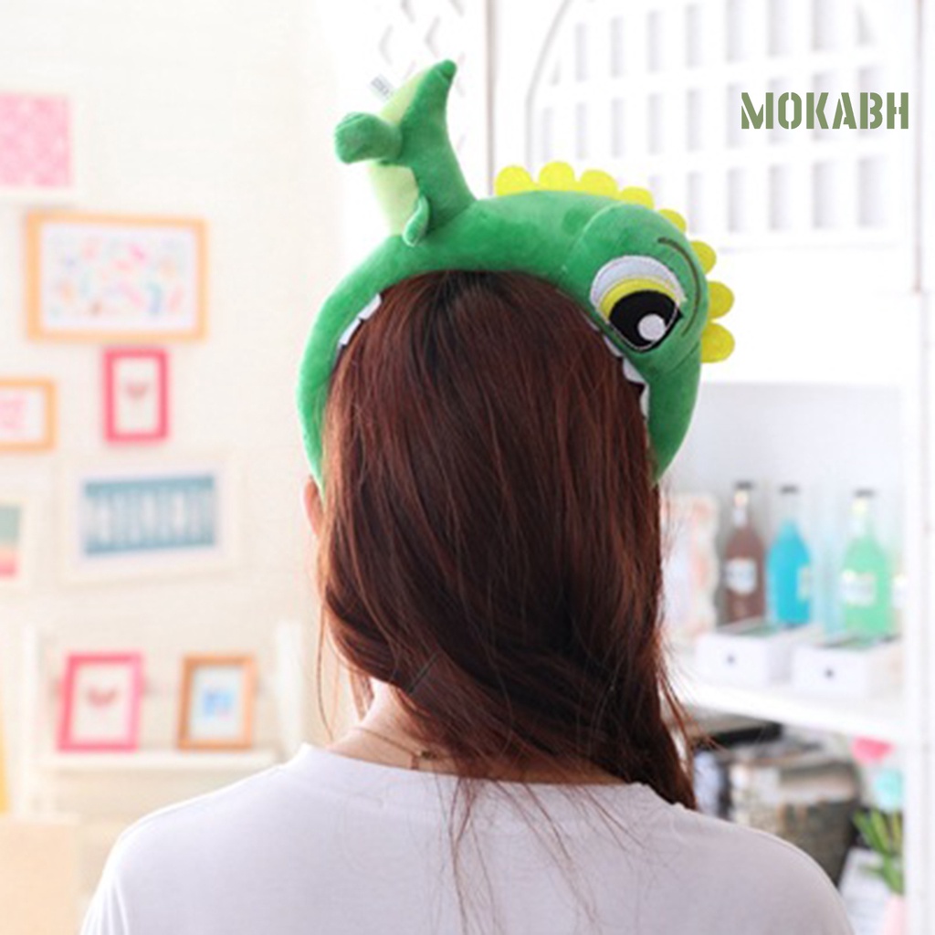 [Mok Abh] Băng Đô Cài Tóc Bằng Cotton PP Hình Khủng Long Xanh Lá Dễ Thương Quyến Rũ Chống Vỡ Dễ Thương Để Chụp Ảnh
