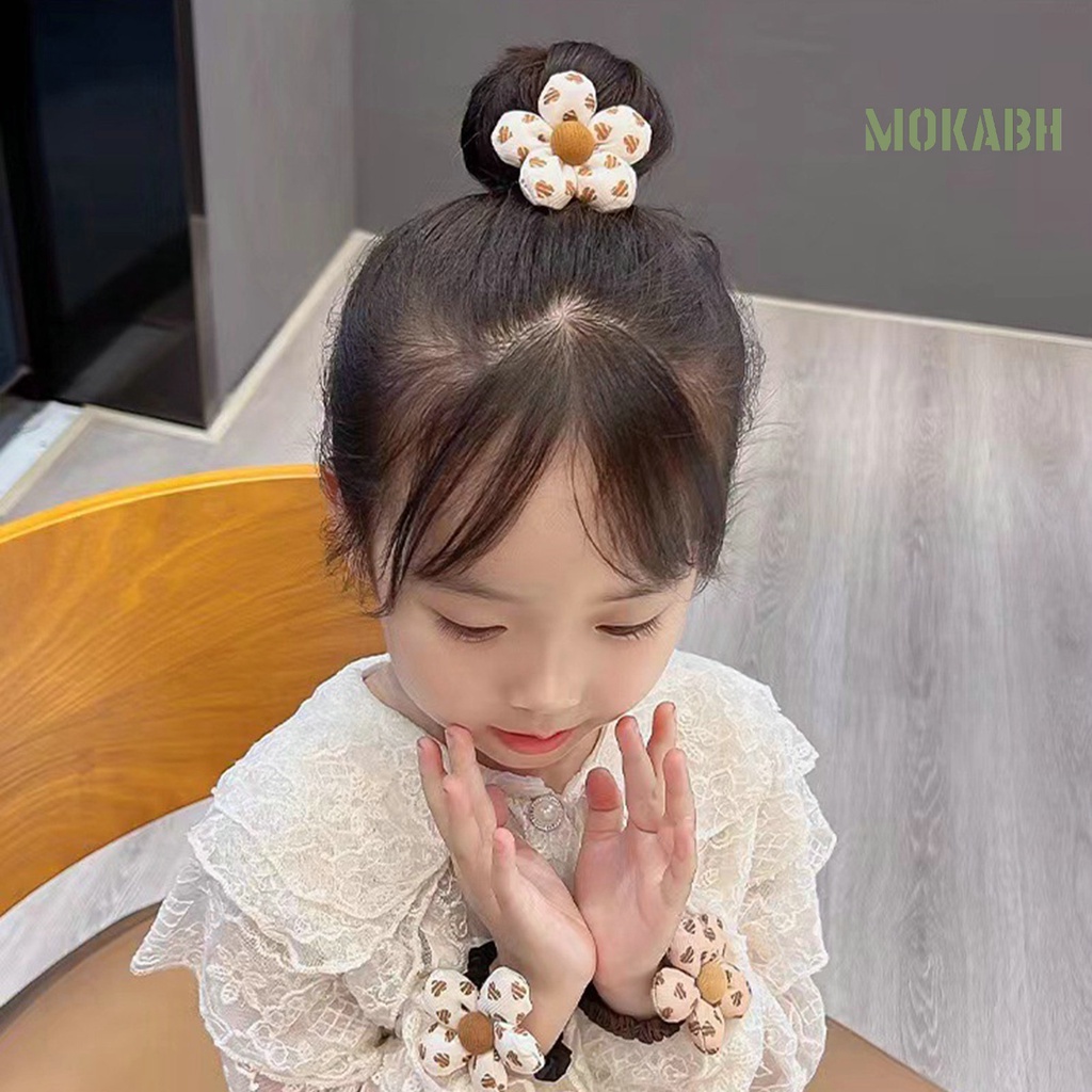 Dây Cột Tóc Co Giãn Hình Hoa Hoạt Hình Phong Cách Hàn Quốc Dễ Thương Cho Nữ