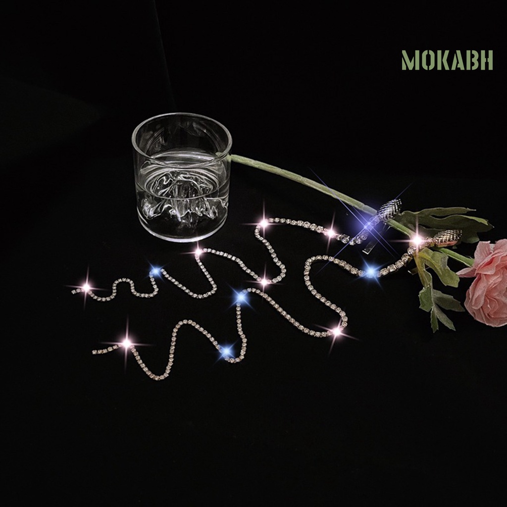 [Mok Abh] Kẹp Tóc Dạng Chuỗi Rắn Đính Đá Lấp Lánh Phong Cách Punk