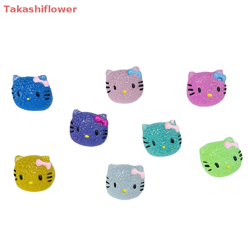 Set 2 Mặt Dây Chuyền Hình Mèo Bằng Resin Dạ Quang DIY Dễ Thương Trang Trí Điện Thoại