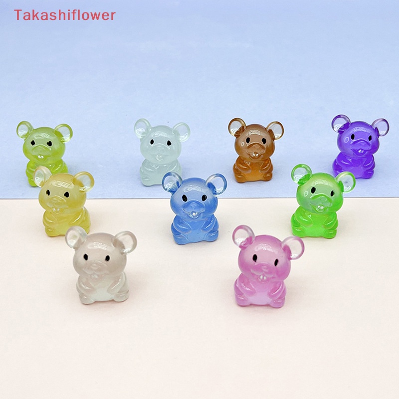 Set 2 Chú Chuột Mini Màu Dạ Quang Dễ Thương Trang Trí Tiểu Cảnh DIY
