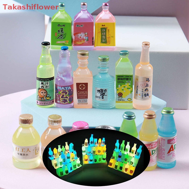 Set 3 Mô Hình Đồ Chơi Chai Rượu Mini Bằng Nhựa Resin Phát Sáng Trong Đêm Trang Trí Điện Thoại