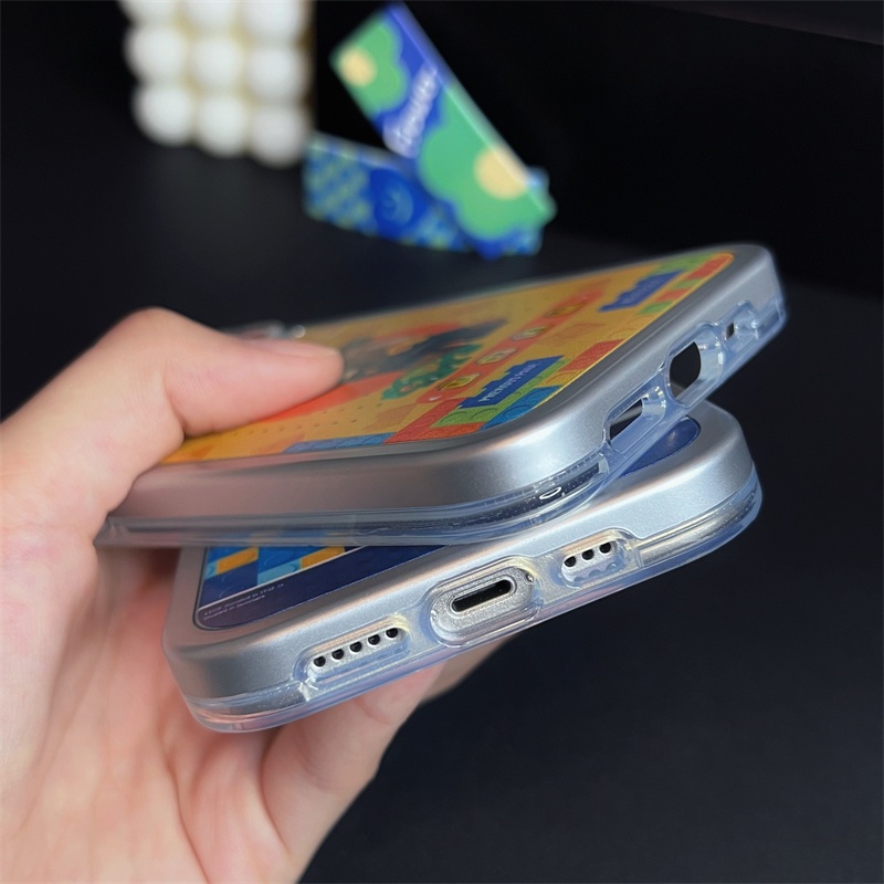Ốp Điện Thoại TPU Mềm Trong Suốt Họa Tiết Khối Lego 2 Trong 1 Bảo Vệ Ống Kính Máy Ảnh Cho iphone 14 13 12 11 Pro Max
