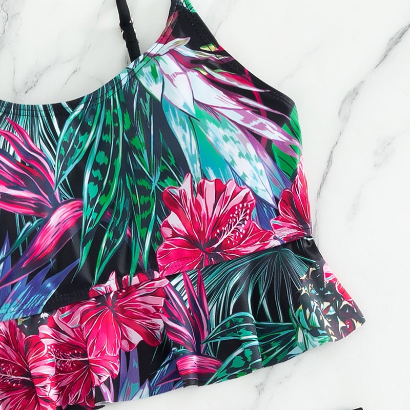 Bộ Bikini 2 Mảnh Lưng Cao In Họa Tiết Phong Cách Âu Mỹ Quyến Rũ Cho Nữ