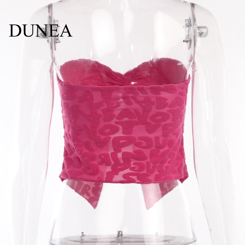 DUNEA Áo Croptop Dệt Kim Xếp Li Gợi Cảm Cho Nữ
