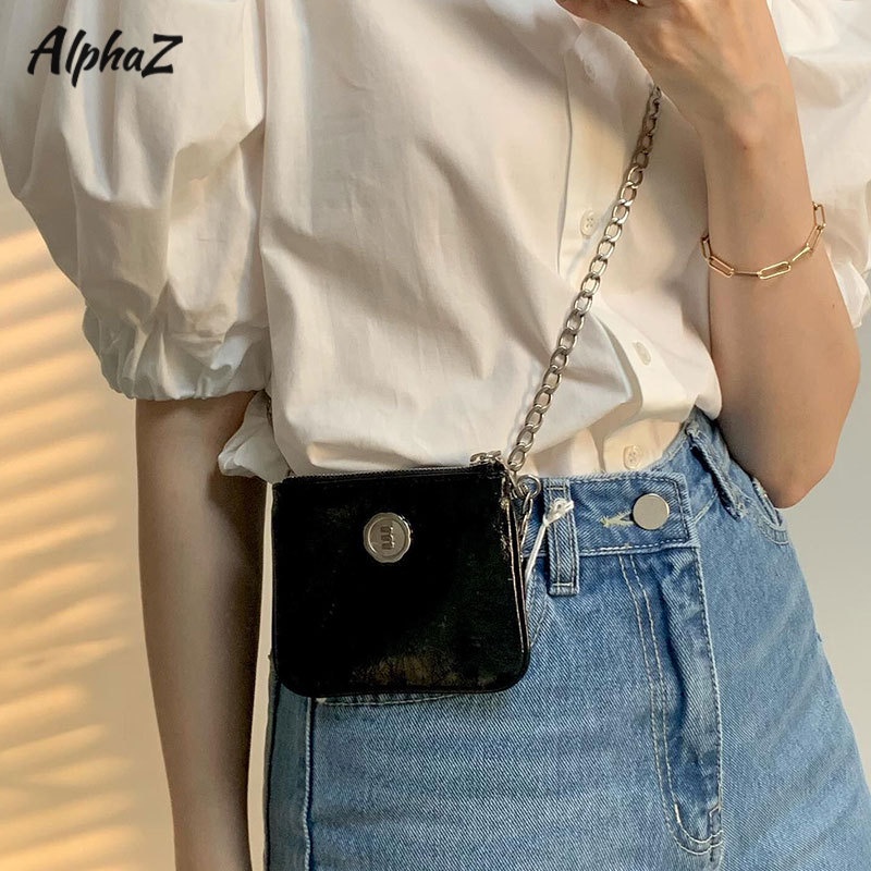 AlphaZ Ví Đựng Tiền Xu mini Bằng Da PU Phong Cách Hàn Quốc Thời Trang Dễ Phối Đồ Giá Đỡ