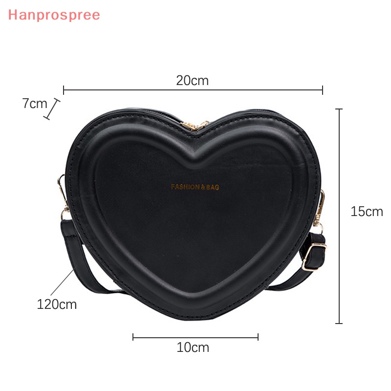 Hanprospree Túi Xách Da PU Màu Trơn Hình Trái Tim Thời Trang Cho Nữ