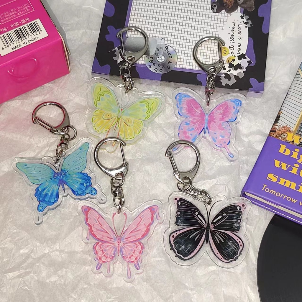 Y2k Móc Khóa Acrylic Hình Bướm Nhiều Màu Sắc Dễ Thương Dành Cho Nữ