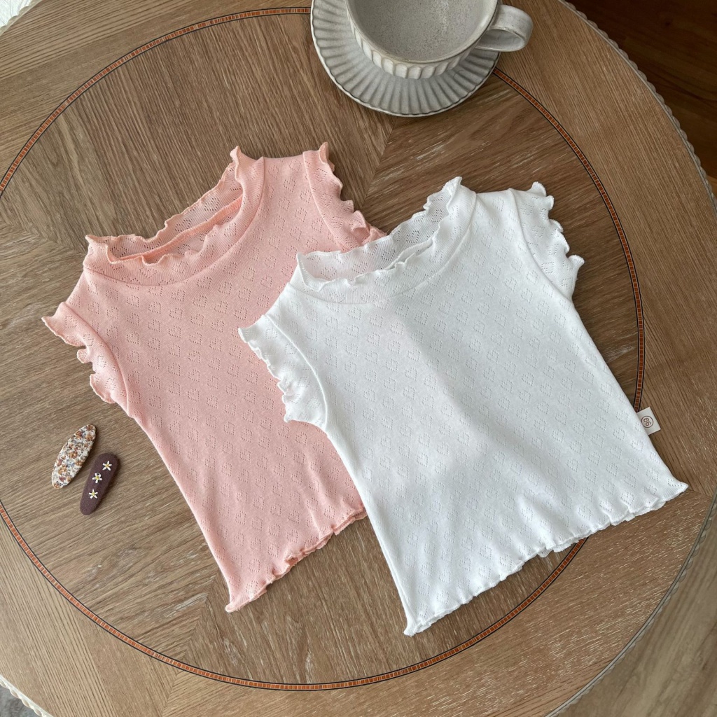 Áo Sát Nách Họa Tiết Trái Tim Khoét Lỗ Đơn Giản Thời Trang Mùa Hè Cho Bé Gái QV89