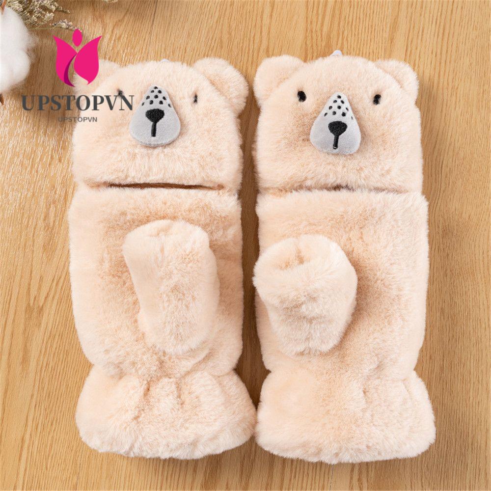 Găng Tay Lông Hở Ngón Ấm Áp Dễ Thương