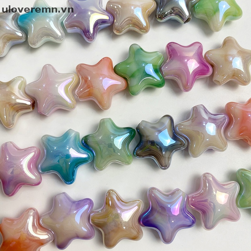 Set 10 Hạt Xỏ Lỗ Hình Ngôi Sao Năm Cánh Nhiều Màu Sắc Dễ Thương Làm Vòng Tay DIY