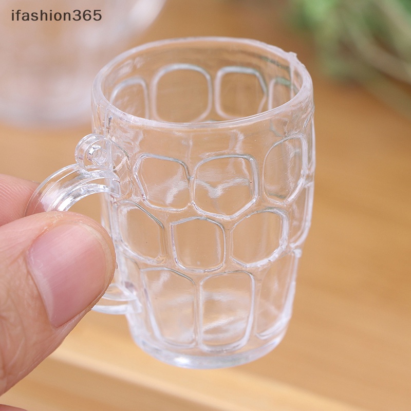 Set 5 Cốc Uống Bia Bằng Nhựa Trong Suốt Dùng Trang Trí Nhà Búp Bê 1: 12