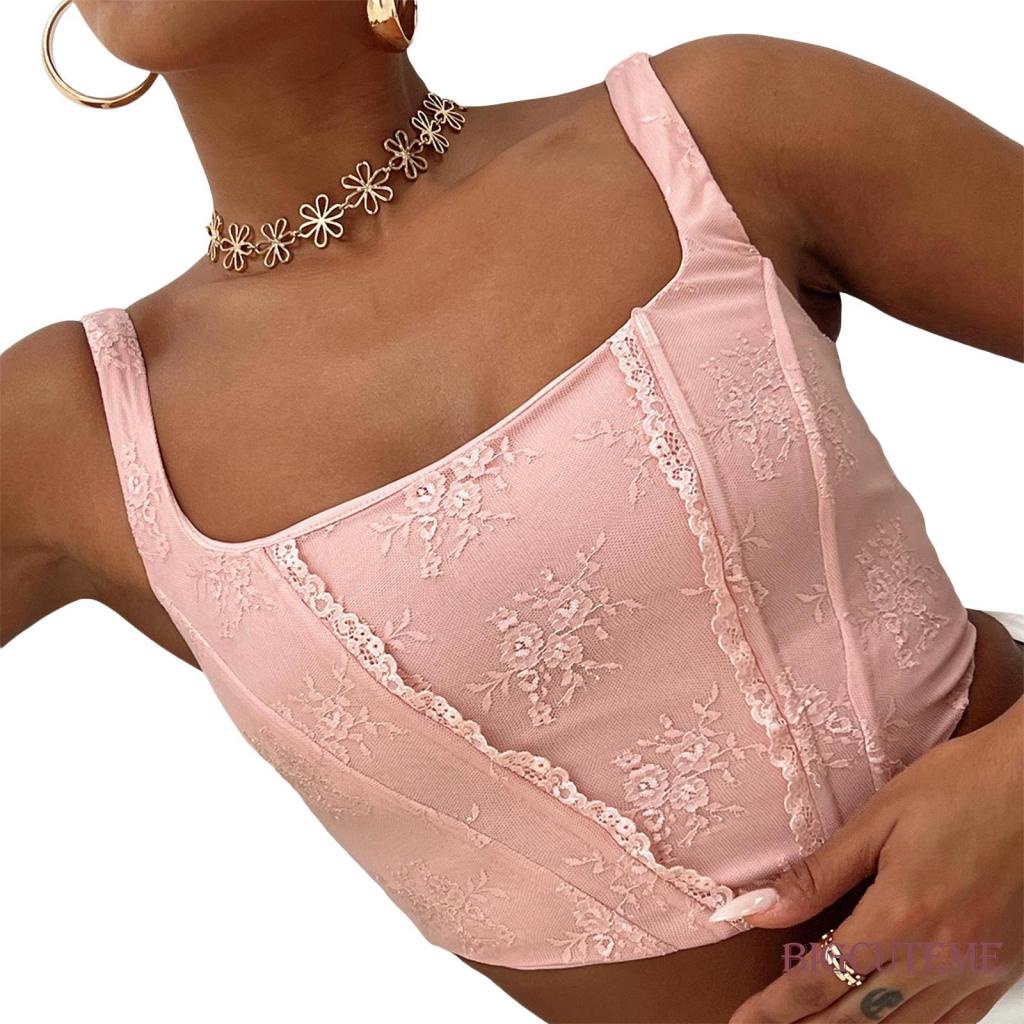 Áo Croptop Sát Nách Cổ Vuông Màu Sắc Trơn In Họa Tiết Hoa Thời Trang Xuân Hè Xinh Xắn Cho Nữ