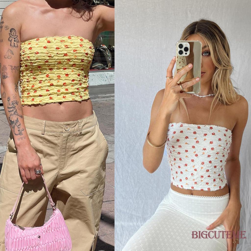 Áo Croptop Trễ Vai In Họa Tiết Hoa Thời Trang Mùa Hè Quyến Rũ Cho Nữ