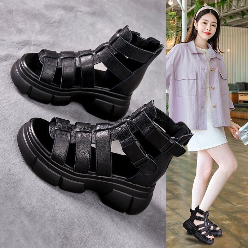Giày Sandal Cao Gót Đế Dày Bằng Da Thật Mềm Mại Phong Cách Retro Thời Trang Xuân Hè 2023 Dành Cho Bạn Nữ