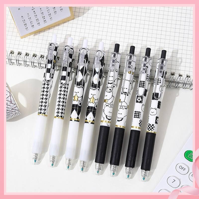 Bút Mực Gel Dạng Nhấn Bằng Kim Loại Hình Gấu Hoạt Họa Màu Đen Sáng Tạo