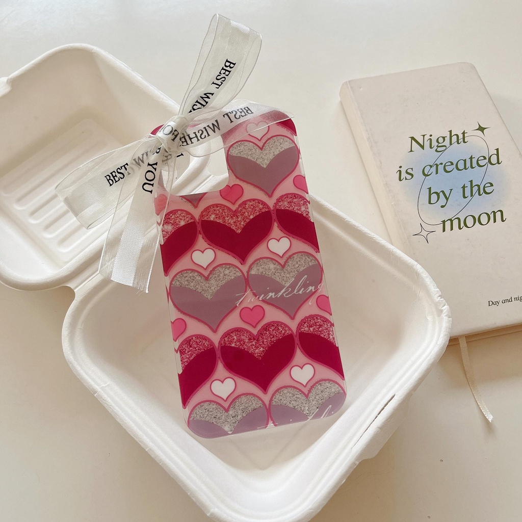 Ốp Điện Thoại TPU Mềm Trong Suốt Chống Sốc Phối Kim Tuyến Hình Trái Tim Cho iPhone 14 13 12 11 Pro Max