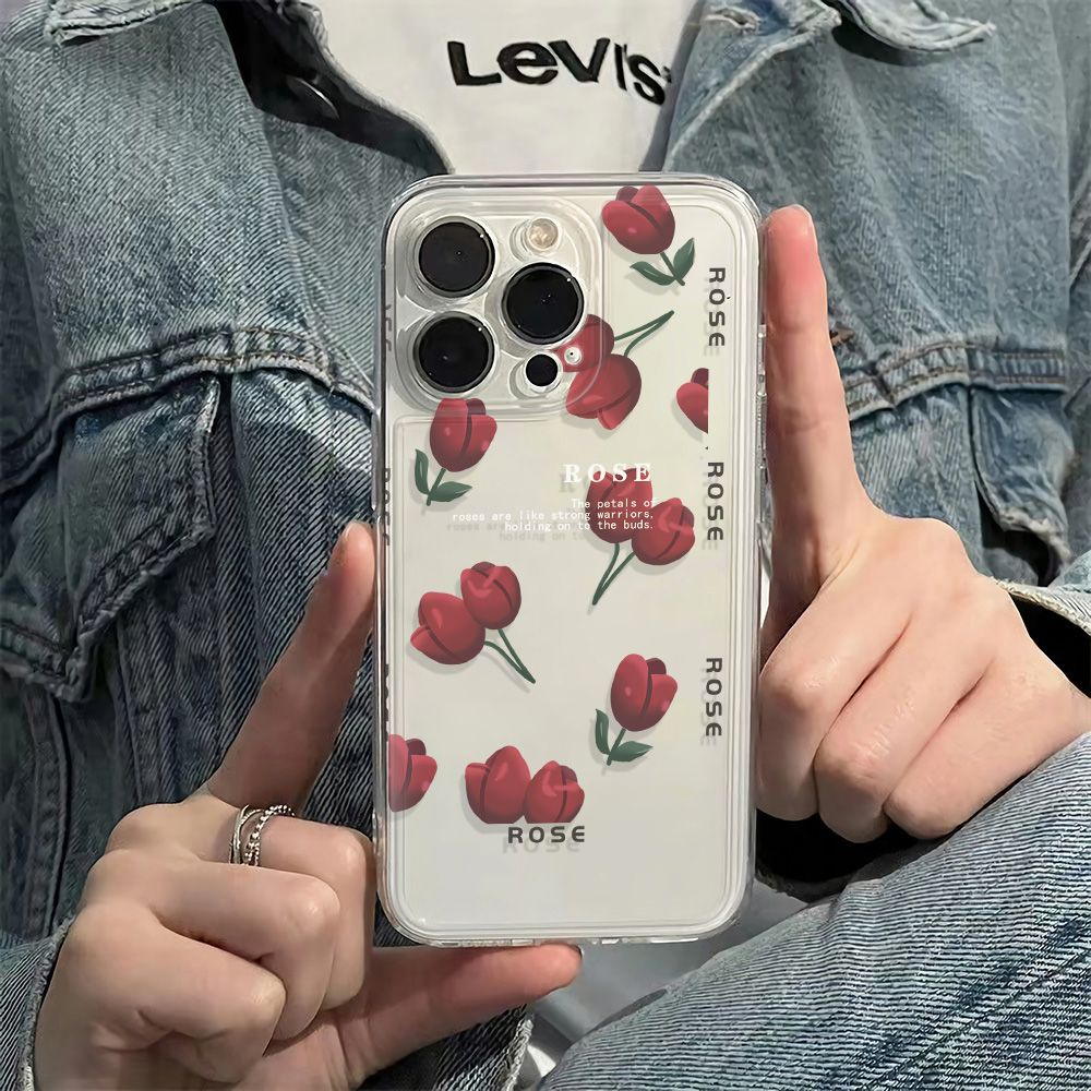 ✅Ốp Điện Thoại Dẻo Họa Tiết Hoa Tulip Đơn Giản Thời Trang Chống Sốc Cho Iphone13Max plus1178 6Iniphone12 Apple 14pro