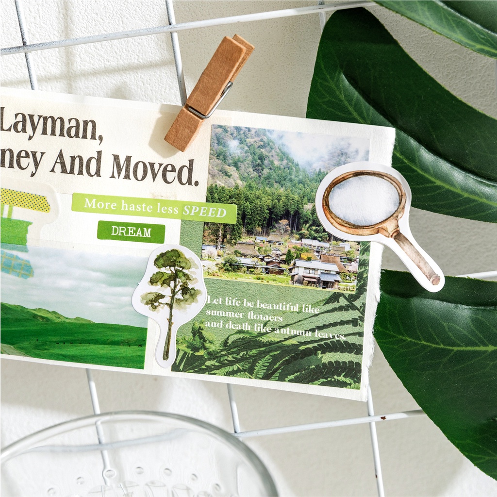 Set 45 Sticker Dán Trang Trí Sổ Tay Hình Thời Gian Cắm Trại