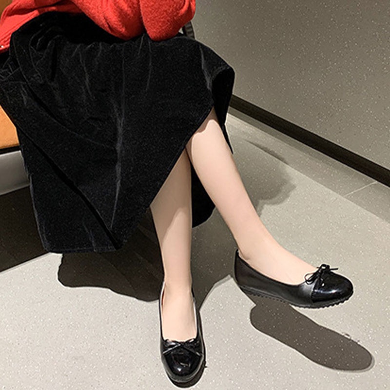 Giày Búp Bê Mũi Vuông Đính Nơ Thời Trang Cho Nữ