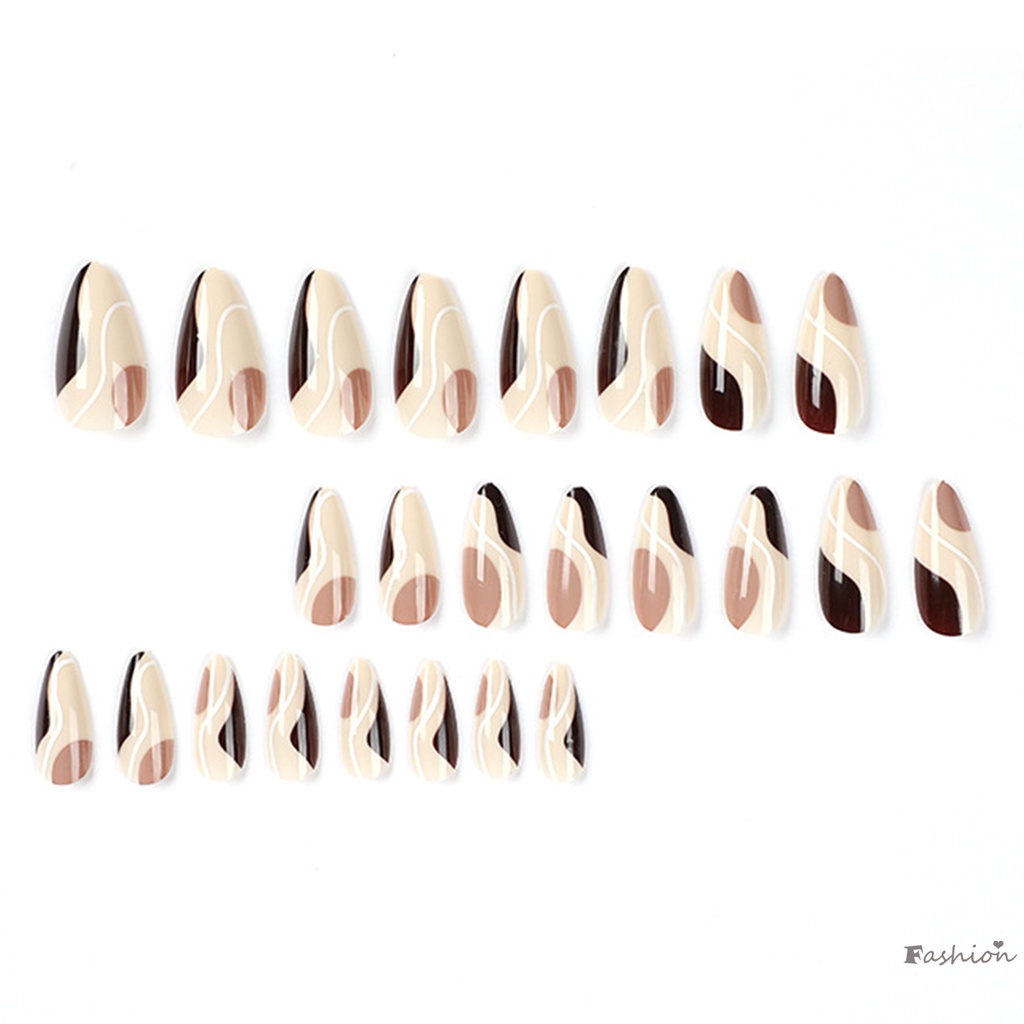 Móng Tay Giả Màu Nâu &amp; Trắng Bằng Chất Liệu ABS Giả Nhẹ Nhàng Để Trang Trí Móng Tay Và Da
