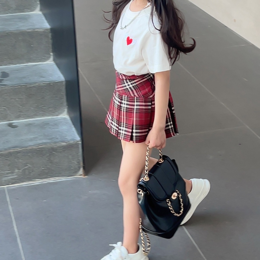 Chân Váy Xếp Ly Lưng Thun Thêu Họa Tiết Phong Cách Hàn Quốc Thời Trang Mùa Hè Xinh Xắn Cho Bé Gái