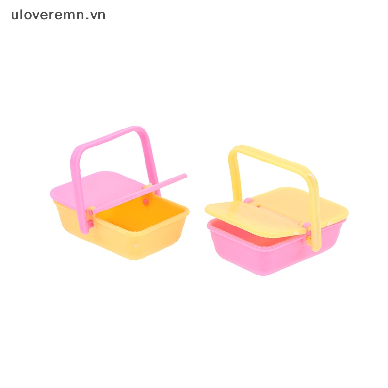 Set 2 Giỏ Mua Sắm Mini Bằng Nhựa Tỉ Lệ 1: 12 Màu Sắc Ngẫu Nhiên Trang Trí Nhà Búp Bê