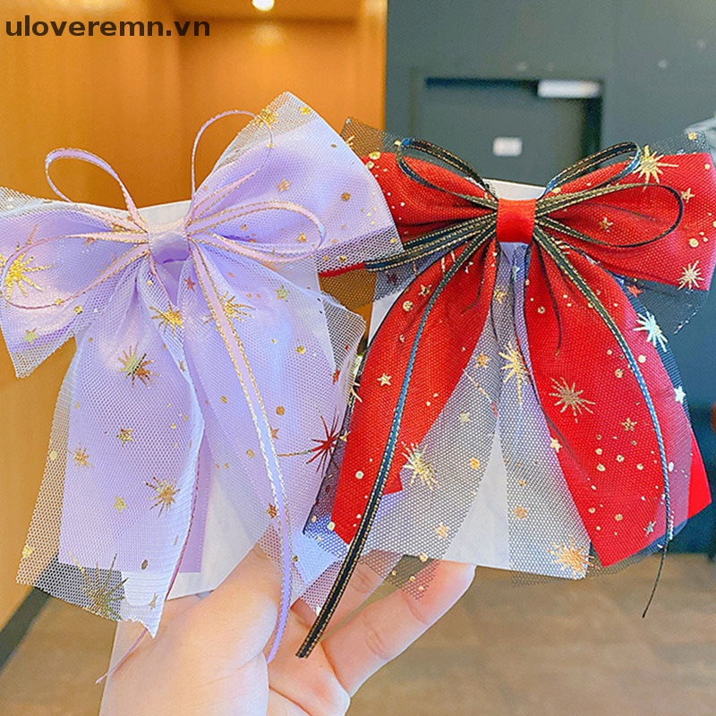 Kẹp Tóc Đính Nơ Lưới Hình Ngôi Sao Phong Cách Lolita Ngọt Ngào Thời Trang Cho Bé Gái