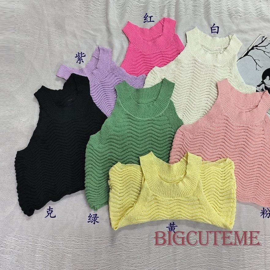 [] - Áo Sát Nách Cổ Tròn Dáng Ôm Gợn Sóng Thời Trang Mùa Hè Đi Tiệc Cho Nữ