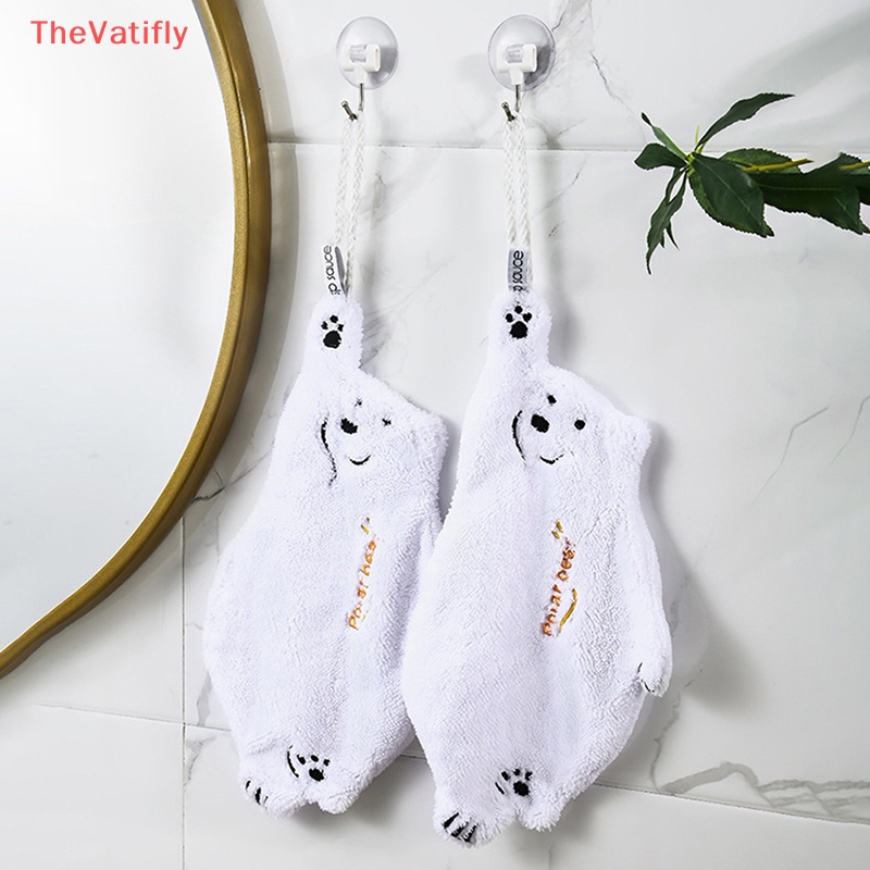 [TheVatifly] Khăn Lau Tay Mềm Mại Thấm Hút Tốt Vải Nhung San Hô Hình Gấu Dễ Thương Lau Chén Dĩa Nhà Tắm