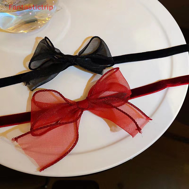 Vòng Cổ Choker Vải Thắt Nơ Hoa Phong Cách Gothic Giản Dị Thời Trang Dành Cho Nữ Đi Tiệc Cưới Mới