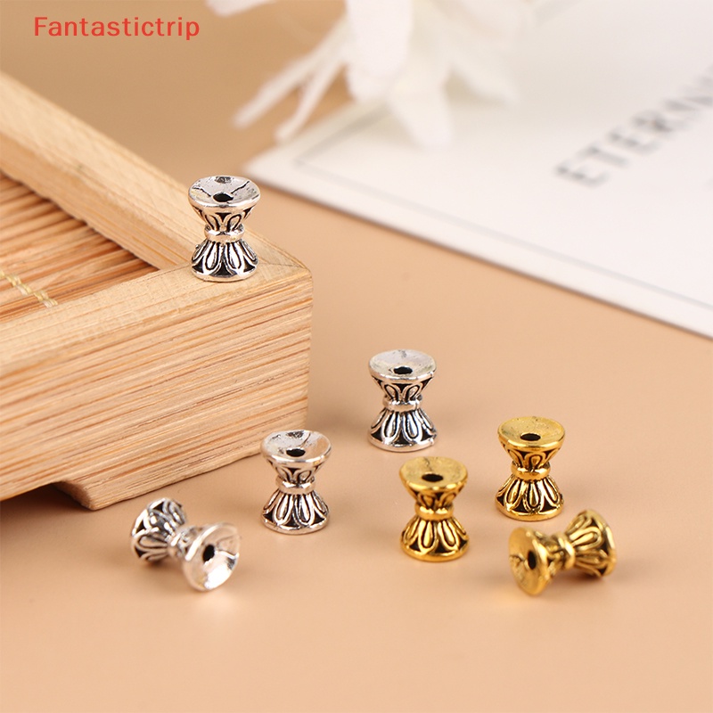 Set 10 Hạt Xâu Chuỗi Hai Mặt Hình Hoa Sen 6 X 5.5Mm Phong Cách Vintage Làm Trang Sức Thủ Công Mới