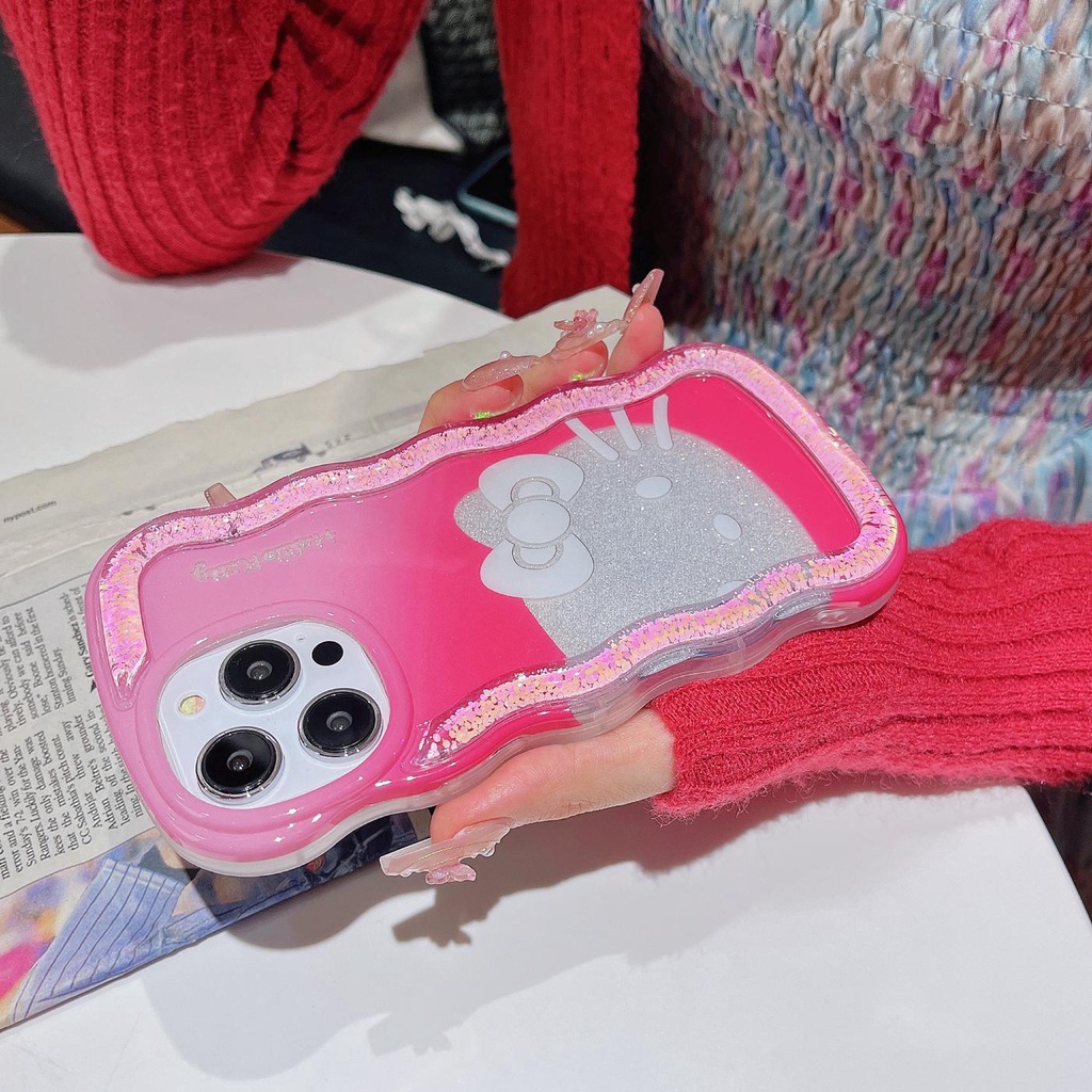 Ốp Điện Thoại TPU Dẻo Họa Tiết Hoạt Hình Mèo Kèm Nước Kim Tuyến Lấp Lánh Cho iPhone 12 13 14 Pro Max