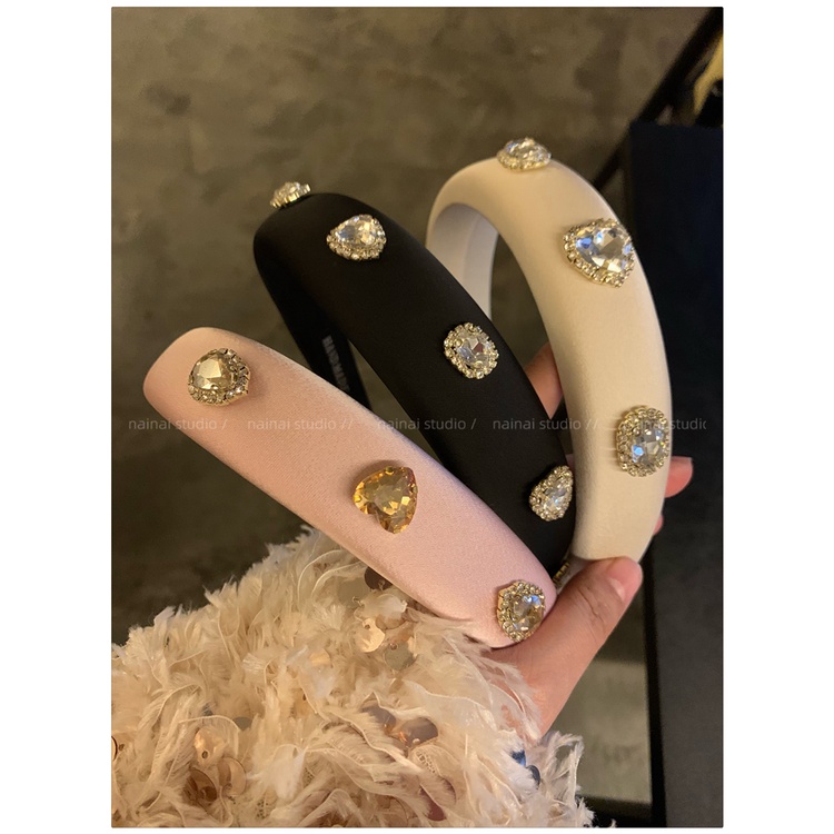 Băng Đô Vải Satin Đính Đá Hình Đầu Lâu Màu Hồng Xinh Xắn