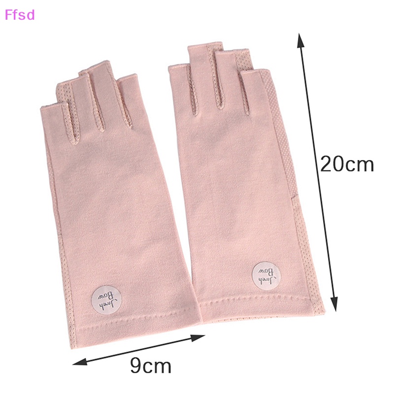 Găng Tay Hở Ngón Bằng Cotton Phối Ren Chống Trượt Thời Trang Mùa Hè Cho Nữ