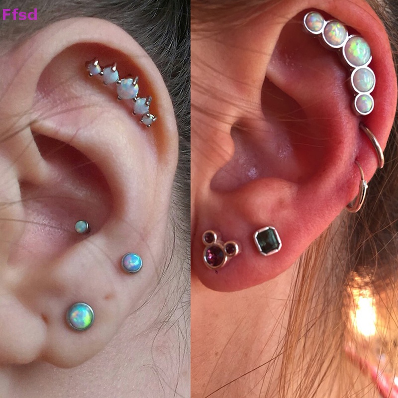 1 Khuyên Tai Dạng Xoắn Ốc Đính Đá Opal Nhiều Màu Sắc Cho Nữ