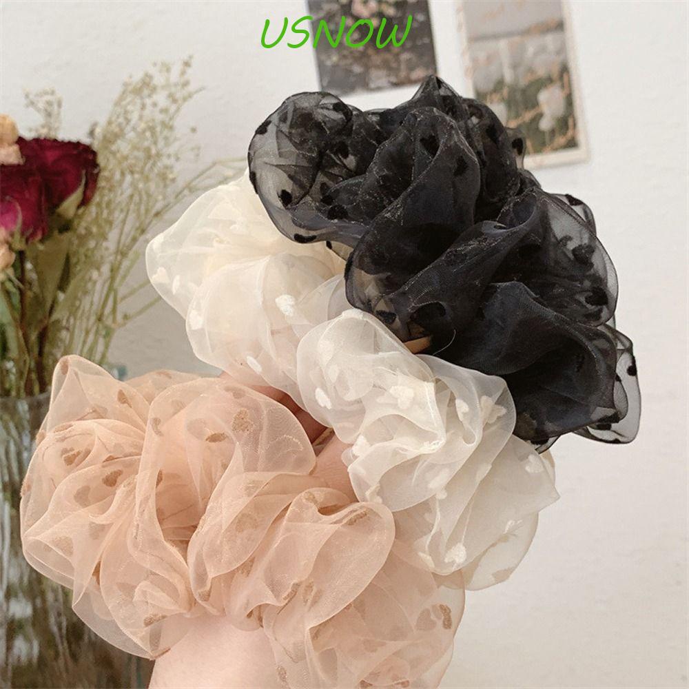 Dây Buộc Tóc Cao Su Co Giãn In Họa Tiết Trái Tim Phong Cách Hàn Quốc Thời Trang