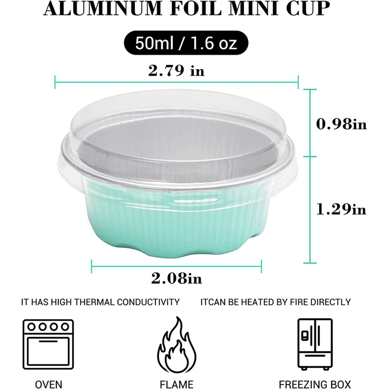 Set 100 Cốc Đựng Món Tráng Miệng / Salad Mini 1.6 Oz Có Nắp Đậy Tiện Lợi