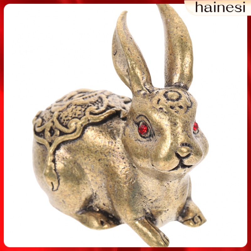 Car Decoration Chinoiserie Brass Lucky Rabbit Statue Gift Animal