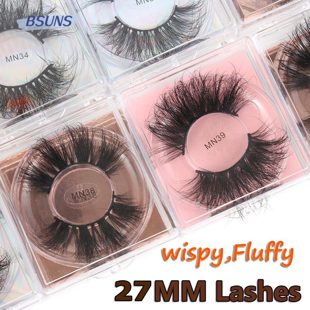 1 Cặp Lông Mi Giả BSUNS SKONHED 100% Lông Chồn 3D Dài Tự Nhiên