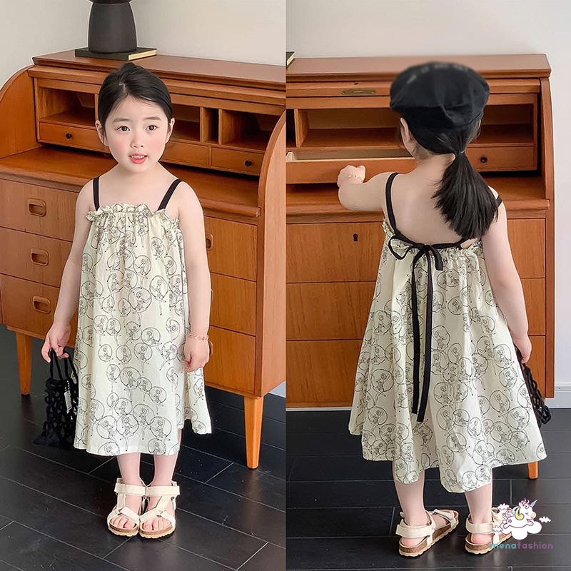 Đầm Lông Xù Sát Nách Thoáng Mát Thân Thiện Với Da In Họa Tiết Hoạt Hình Cho Bé