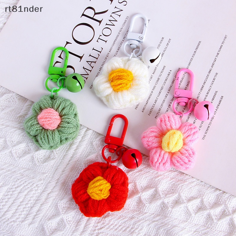 Rt Phụ Kiện Móc Khóa Xe Hơi / Ba Lô / Móc Khóa Hình Chuông Hoa Đan Len Màu Sắc Dễ Thương Trang Trí Túi Xách