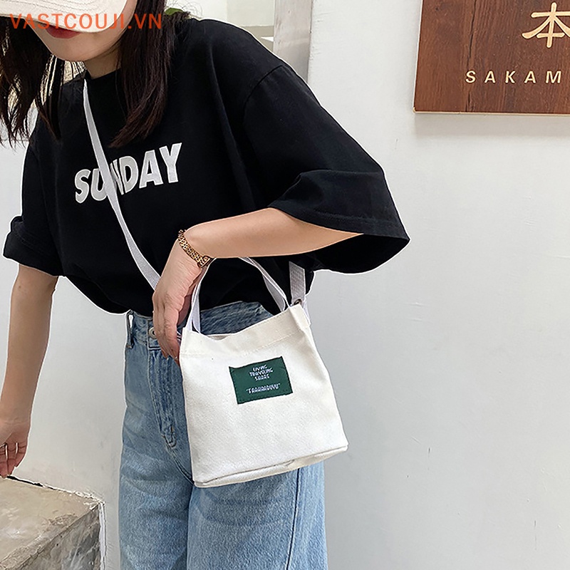 Túi Xách Canvas Cỡ Lớn In Chữ Thời Trang Cho Nữ