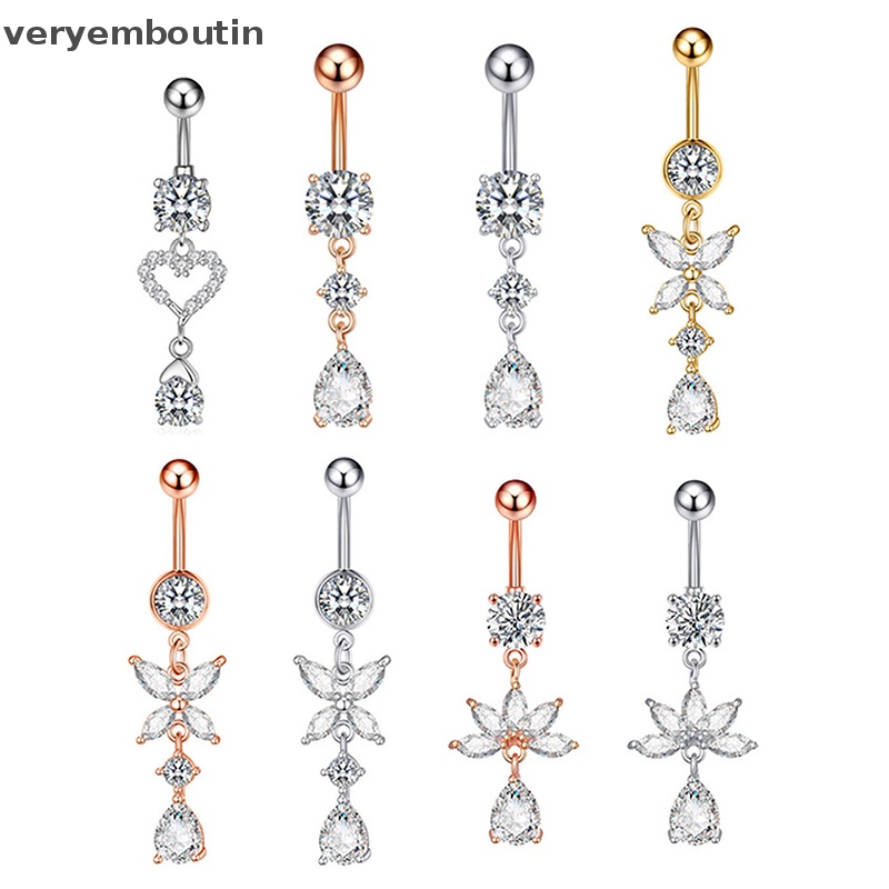 Khuyên RốN HìNh BướM ĐíNh Đá BằNg ThéP Không Gỉ